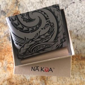NWOT Leather Wallet with Polynesian Shark Designs